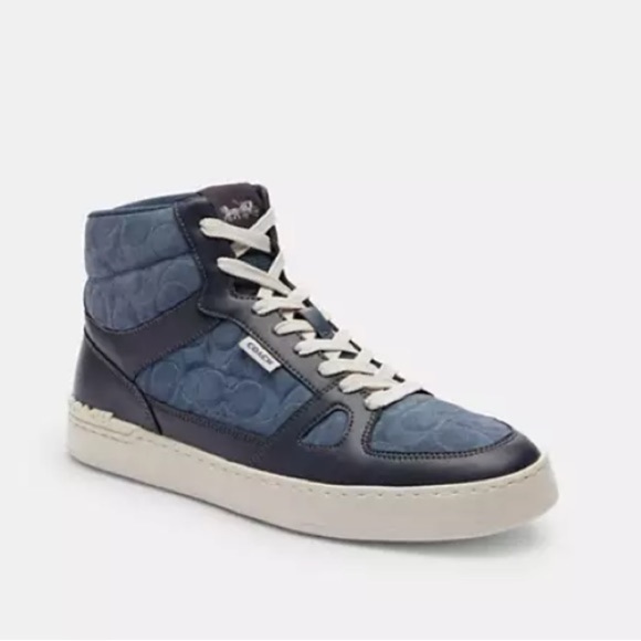 NIB Coach Clip Court High Top Sneaker In Signature Suede Embossed C Style CN323 - Picture 2 of 4